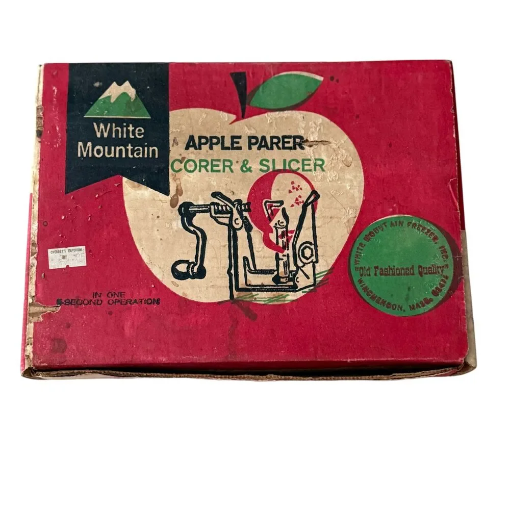 Vintage White Mountain Apple Parer Corer Slicer Green Cast Iron w/ Box Farmhouse